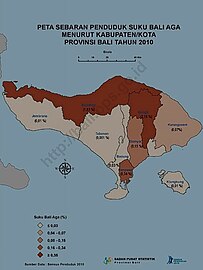 Modern Distribution of Bali Aga people in Bali island (2010 cencus)[1]