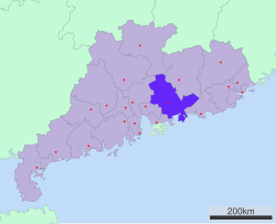 Location of Huizhou in Guangdong