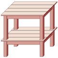 Potting bench drawn in cabinet projection with an angle of 45° and a ratio of 2/3