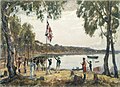 Image 8Governor Arthur Phillip hoists the British flag over the new colony at Sydney Cove in 1788. (from Culture of Australia)