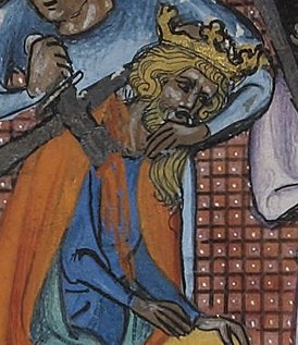Туран-шах в момент убийства. Фрагмент миниатюры из «Жития святого Людовика» (около 1330—1340 гг.)