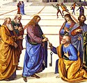 Simon Petrus ontvang die sleutels van Christus