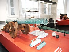 Bronze saker on carriage and other armament from the Spanish Armada ship, La Girona, Ulster Museum, Belfast