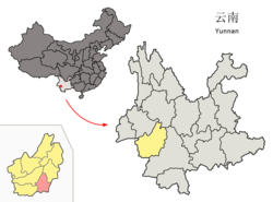 雲南省中の双江県の位置