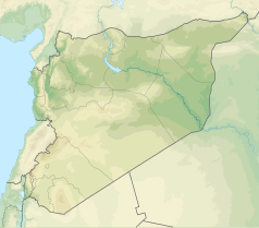 Mapa konturowa Syrii, po lewej nieco na dole znajduje się punkt z opisem „źródło”, natomiast u góry po lewej znajduje się punkt z opisem „ujście”