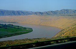 View of the Yellow River passing through Shapotou