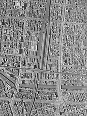 Akihabaran rautatieasema vuoden 1963 ilmakuvassa