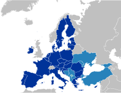 Evropska Unija in države kandidatke   Trenutne članice   Države kandidatke   Potencialne države kandidatke