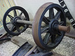 A wheelset from a GWR wagon showing a plain, or journal, bearing end