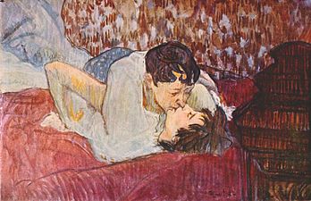 Attribué à Henri de Toulouse-Lautrec, Le Baiser (1892), collection particulière non sourcée.