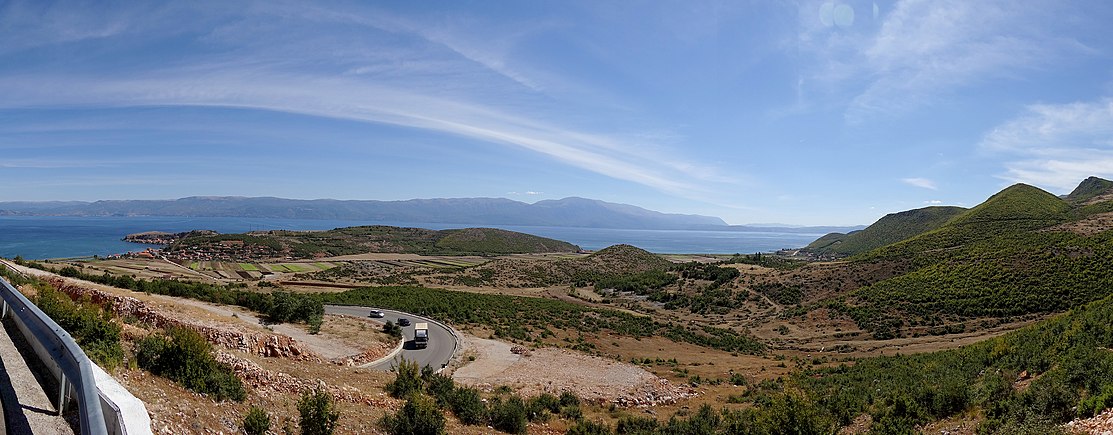 Panoramic View over the Ohrid Lake and Lin