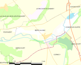 Mapa obce Berry-au-Bac