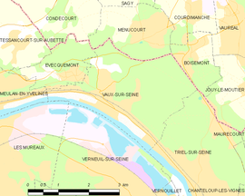 Mapa obce Vaux-sur-Seine