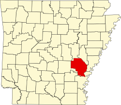 Karte von Arkansas County innerhalb von Arkansas