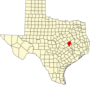 Map of Texas highlighting Robertson County