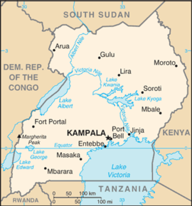 Kart over Republikken Uganda