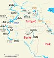 Zemljovid porječja Eufrata i Tigrisa oko istočnog dijela granice.