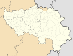 Mapa konturowa prowincji Liège, po prawej nieco na dole znajduje się punkt z opisem „miejsce zdarzenia”
