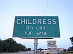 2008 City Limits sign for Childress
