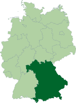 Zemljevid Nemčije z označeno lego Bavarske