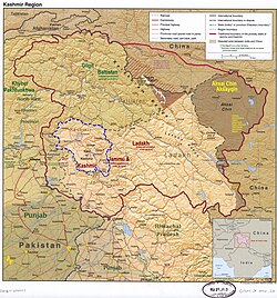 Shopian district is in Indian-administered Jammu and Kashmir in the disputed Kashmir region[1] It is in the Kashmir division (bordered in neon blue).