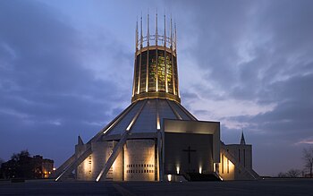 Liverpool Metropolitan Cathedral at dusk