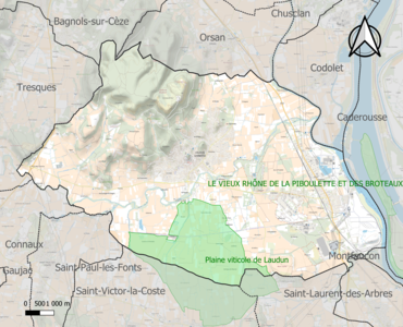 Carte de la ZNIEFF de type 1 sur la commune.