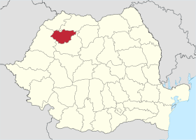 Administrative map of رومانيا with Sălaj county highlighted