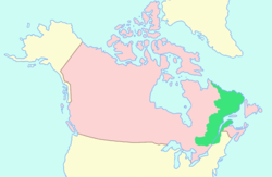 Aşağı Kanada'nın Amerika'daki konumu (yeşil)