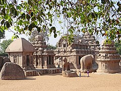 Group of temples and sculptures, close together