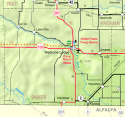 KDOT map of Barber County (legend)