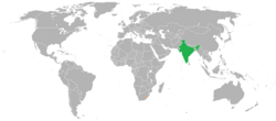 Map indicating locations of India and Lesotho