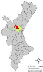 Localização do município de Llíria na Comunidade Valenciana