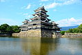 The Inui Kotenshu (left), Tenshu (center) Tatsumi Tsukeyarua (right) and moat.