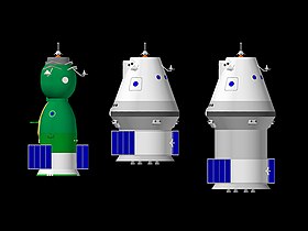 Soyuz dan Oryol dalam konfigurasi untuk orbit dekat bumi dan bulan