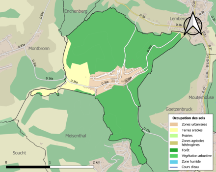 Carte en couleurs présentant l'occupation des sols.