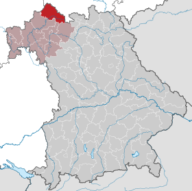 Landkreis Rhön-Grabfelds läge i Bayern