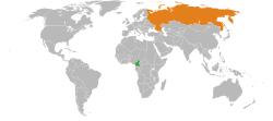 Map indicating locations of Cameroon and Russia