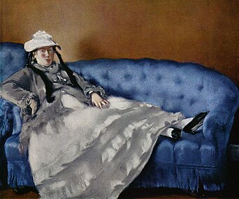 Madame Manet på en blå sofa, ca. 1880 Madame Edouard Manet sur un canapé bleu
