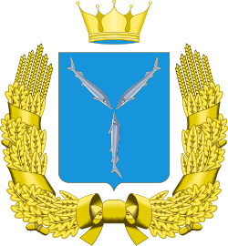 Изображение герба Саратовской области на флаге Саратовской области с 2001 года
