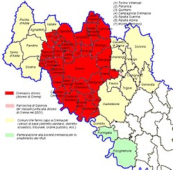 Map showing the different areas of the Cremasque Territory