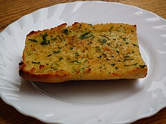 A slice of garlic bread
