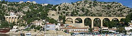 A panoramic view of La Redonne with the Viaduc d'Ensuès-la-Redonne on the Miramas–L'Estaque railway on the right