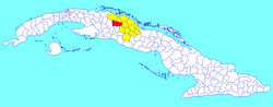 Santo Domingo municipality (red) within Villa Clara Province (yellow) and Cuba