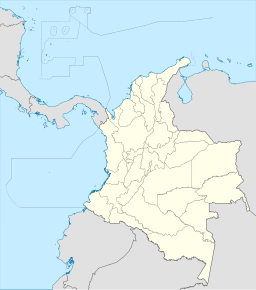 Tunja markerat på Colombiakartan.