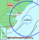 Seekarte mit Dreimeilenzone um Sealand und Grossbritannien