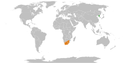 Map indicating locations of North Korea and South Africa
