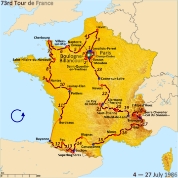 1986 Tour de France rotası