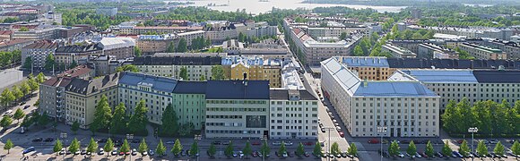 Vue sur Töölö depuis le stade olympique.