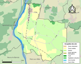 Carte en couleurs présentant l'occupation des sols.